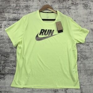 NWT Nike Dri Fit Miler Run‎ Energy Yellow S/S Running Shirt Men's XL *Read*
